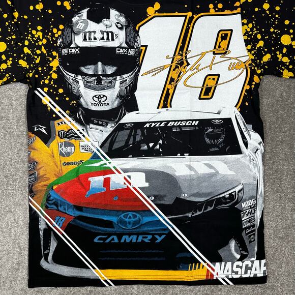 NASCAR Kyle Busch AOP M&M's Size XL Crown No. 18 All Over Print Racing T-Shirt - Picture 3 of 6